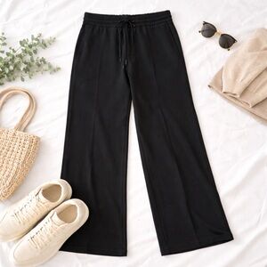 Athleta Black Wide Leg Pants Small Petite Travel Lounge Drawstring Pant